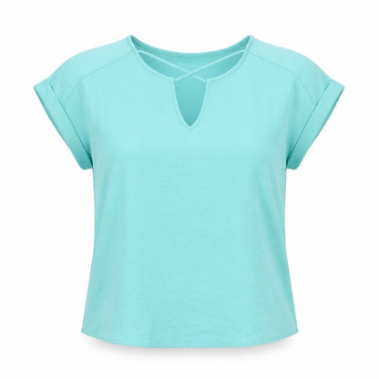 Womens UK Size 12 Apricot Blue Basic Blouse