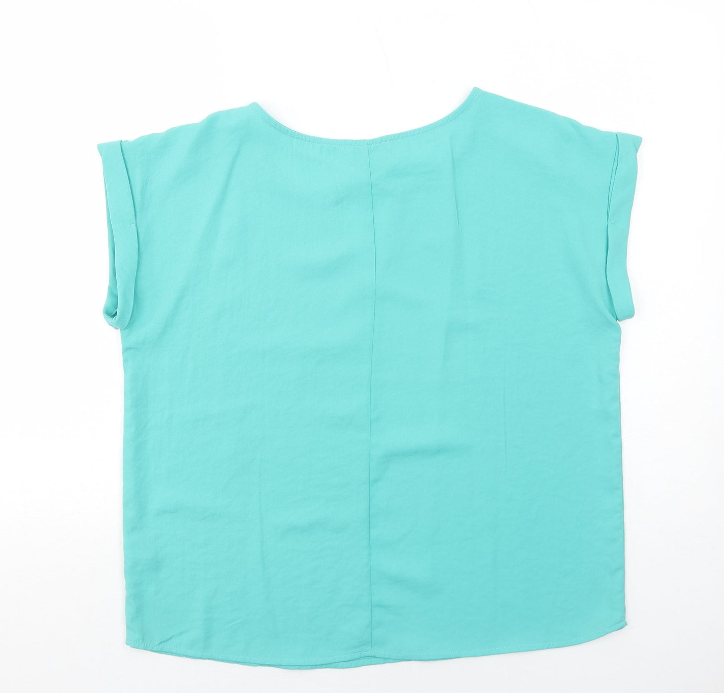 Womens UK Size 12 Apricot Blue Basic Blouse