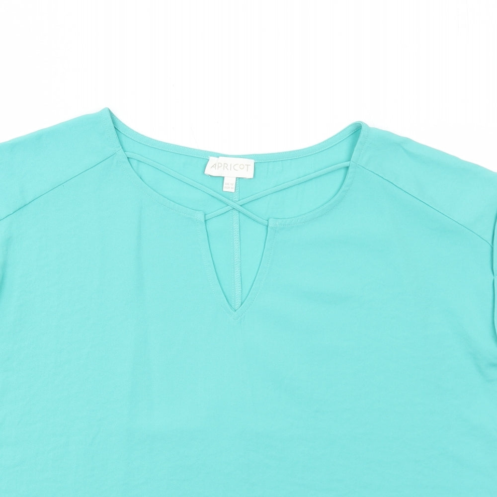 Womens UK Size 12 Apricot Blue Basic Blouse