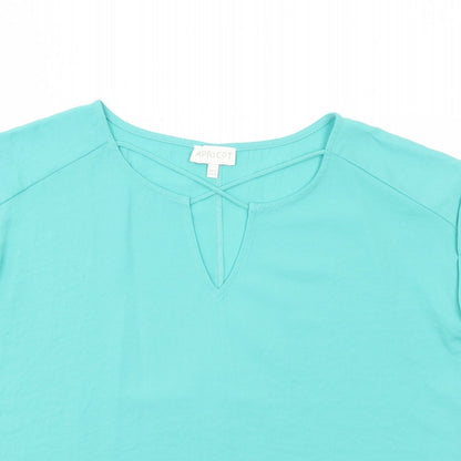 Womens UK Size 12 Apricot Blue Basic Blouse