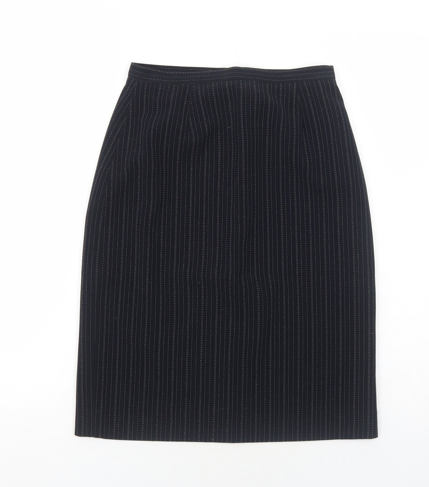 Autonomy Womens Black Striped Polyester Straight & Pencil Skirt Size 8 Zip