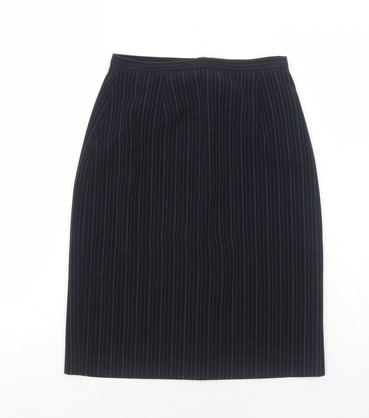 Autonomy Womens Black Striped Polyester Straight & Pencil Skirt Size 8 Zip