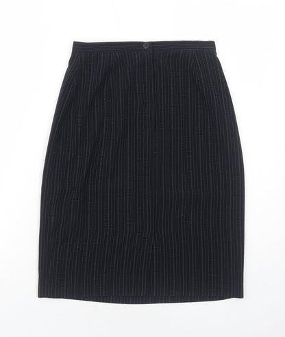 Autonomy Womens Black Striped Polyester Straight & Pencil Skirt Size 8 Zip