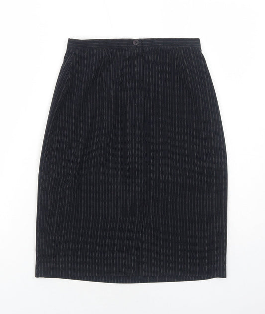 Autonomy Womens Black Striped Polyester Straight & Pencil Skirt Size 8 Zip