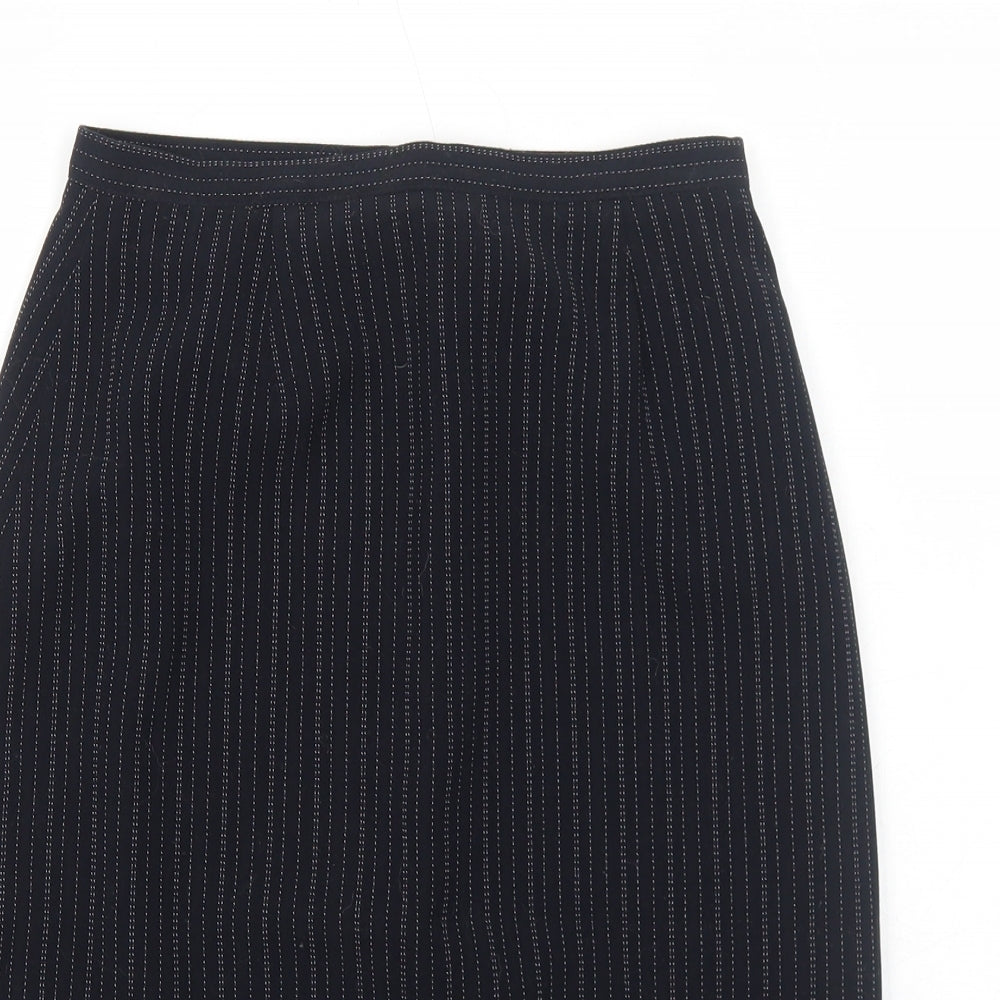 Autonomy Womens Black Striped Polyester Straight & Pencil Skirt Size 8 Zip