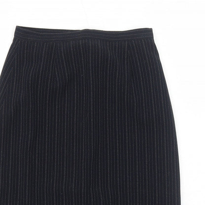 Autonomy Womens Black Striped Polyester Straight & Pencil Skirt Size 8 Zip