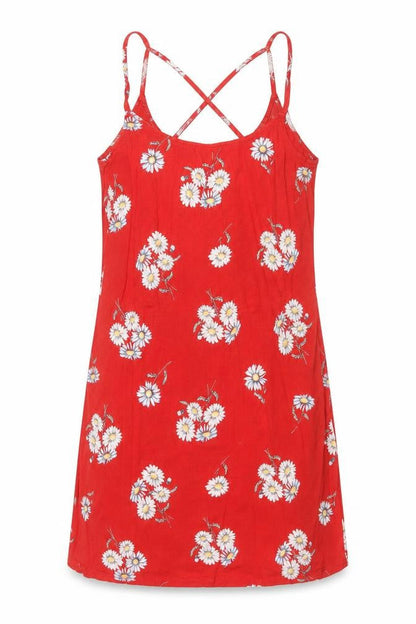 H&M Womens Red Floral Viscose Mini Size 6 Scoop Neck Pullover