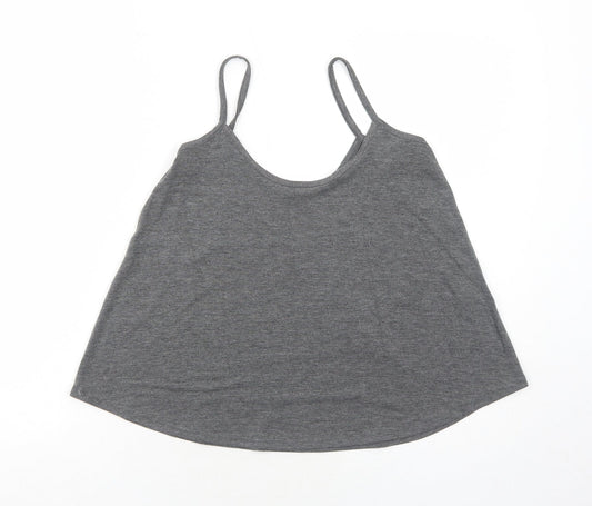 Boohoo Womens Grey Polyester Basic Tank Size 8 Round Neck