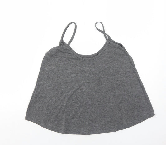 Boohoo Womens Grey Polyester Basic Tank Size 8 Round Neck