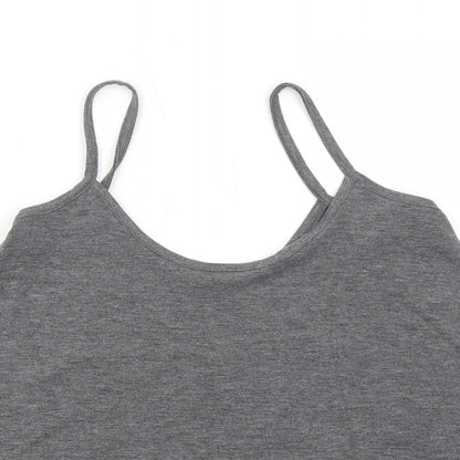 Boohoo Womens Grey Polyester Basic Tank Size 8 Round Neck