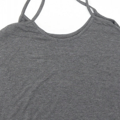 Boohoo Womens Grey Polyester Basic Tank Size 8 Round Neck