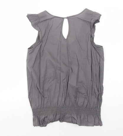 E-vie Womens Grey Cotton Basic Tank Size 14 Round Neck