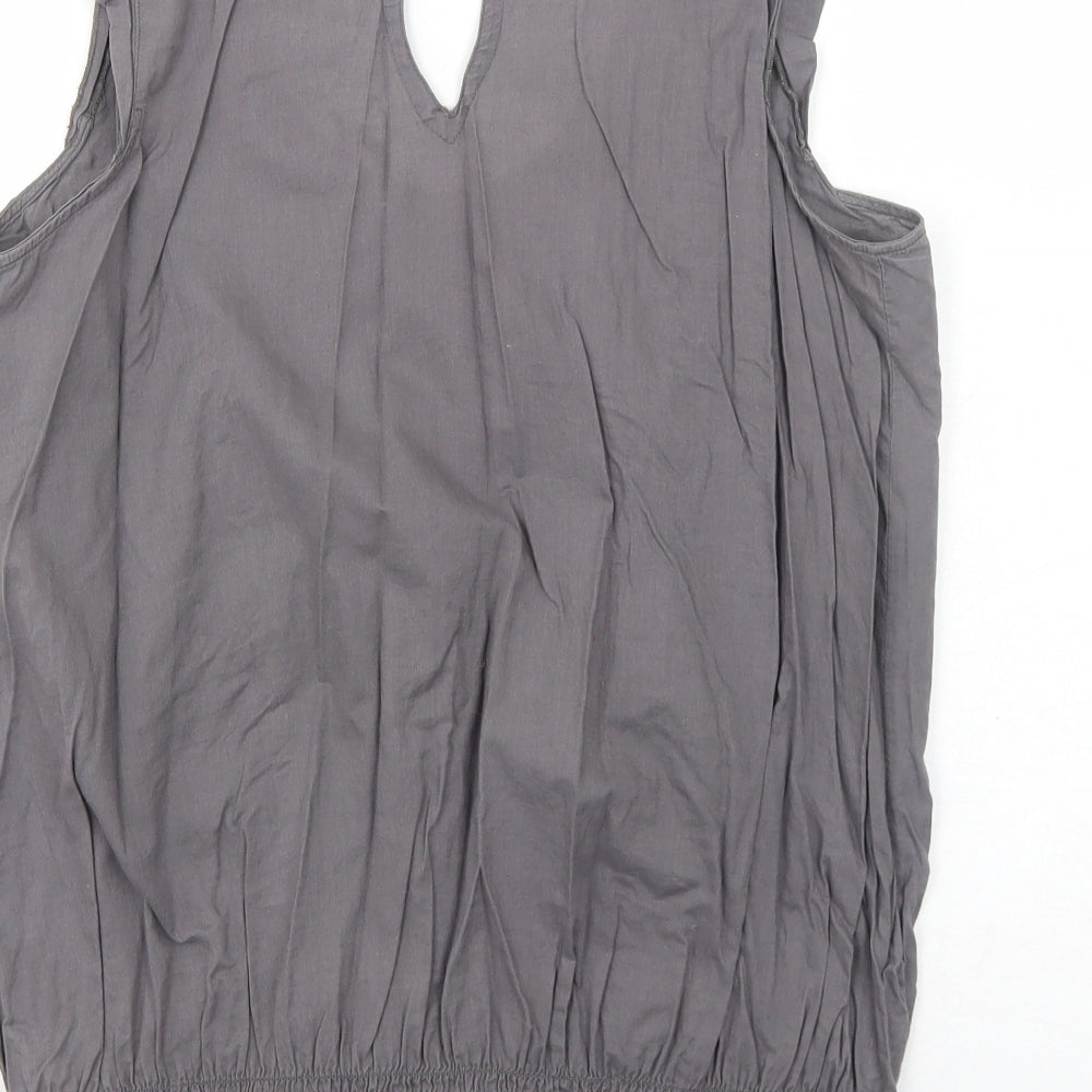 E-vie Womens Grey Cotton Basic Tank Size 14 Round Neck