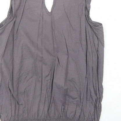 E-vie Womens Grey Cotton Basic Tank Size 14 Round Neck