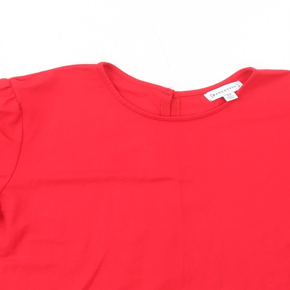 Womens UK Size 12 Warehouse Red Basic Blouse