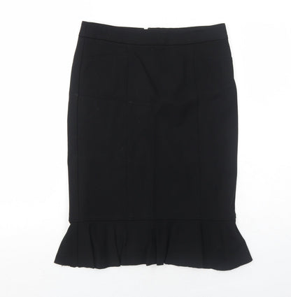 CC Womens Black Viscose Trumpet Skirt Size 10 Zip
