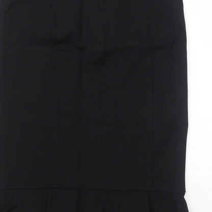 CC Womens Black Viscose Trumpet Skirt Size 10 Zip