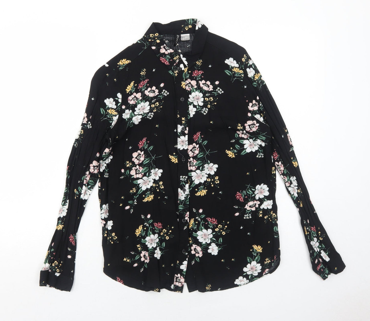 Womens UK Size 6 H&M Black Basic Button-Up