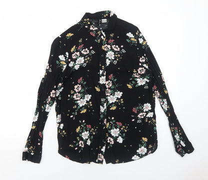 Womens UK Size 6 H&M Black Basic Button-Up