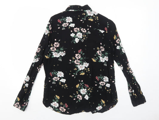 Womens UK Size 6 H&M Black Basic Button-Up