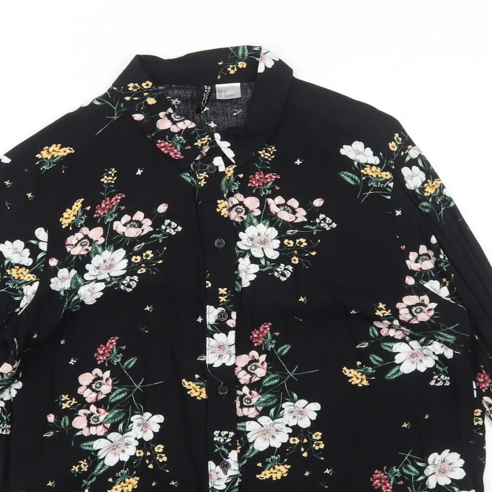 Womens UK Size 6 H&M Black Basic Button-Up