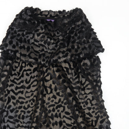 Purple Womens Black Geometric Polyester A-Line Size S Round Neck Pullover - Size S-M