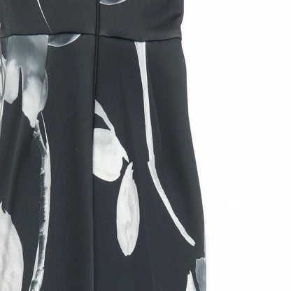 ASOS Womens Black Floral Polyester Bodycon Size 4 One Shoulder Zip
