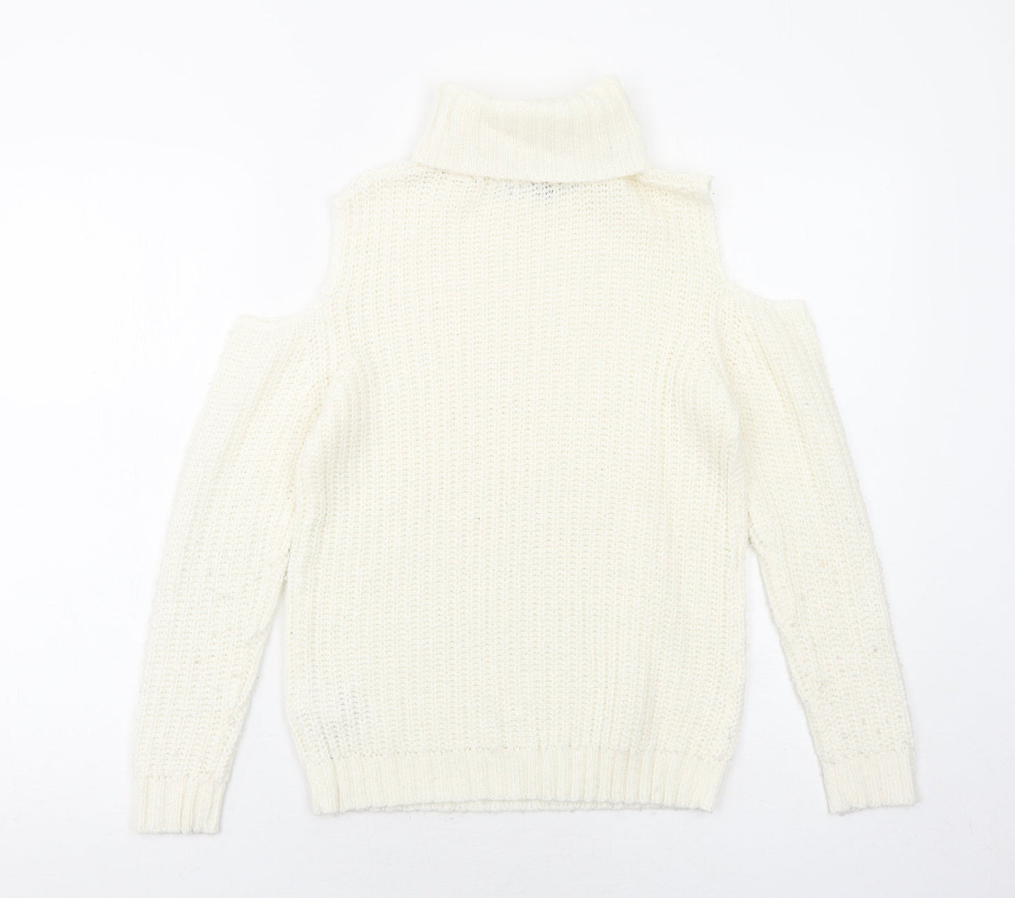 New Look Girls Ivory Round Neck Acrylic Pullover Jumper Size 9 Years Pullover - Cold Shoulder
