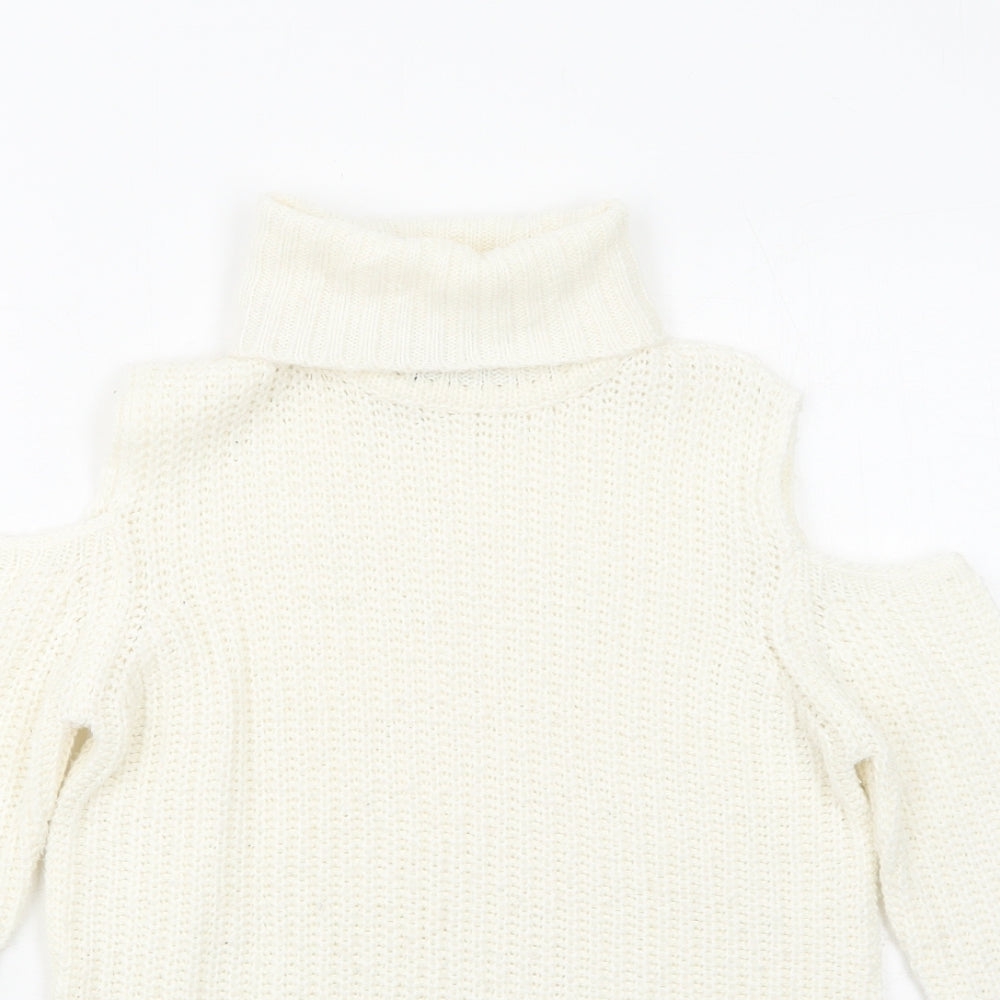 New Look Girls Ivory Round Neck Acrylic Pullover Jumper Size 9 Years Pullover - Cold Shoulder