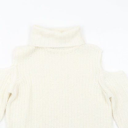 New Look Girls Ivory Round Neck Acrylic Pullover Jumper Size 9 Years Pullover - Cold Shoulder