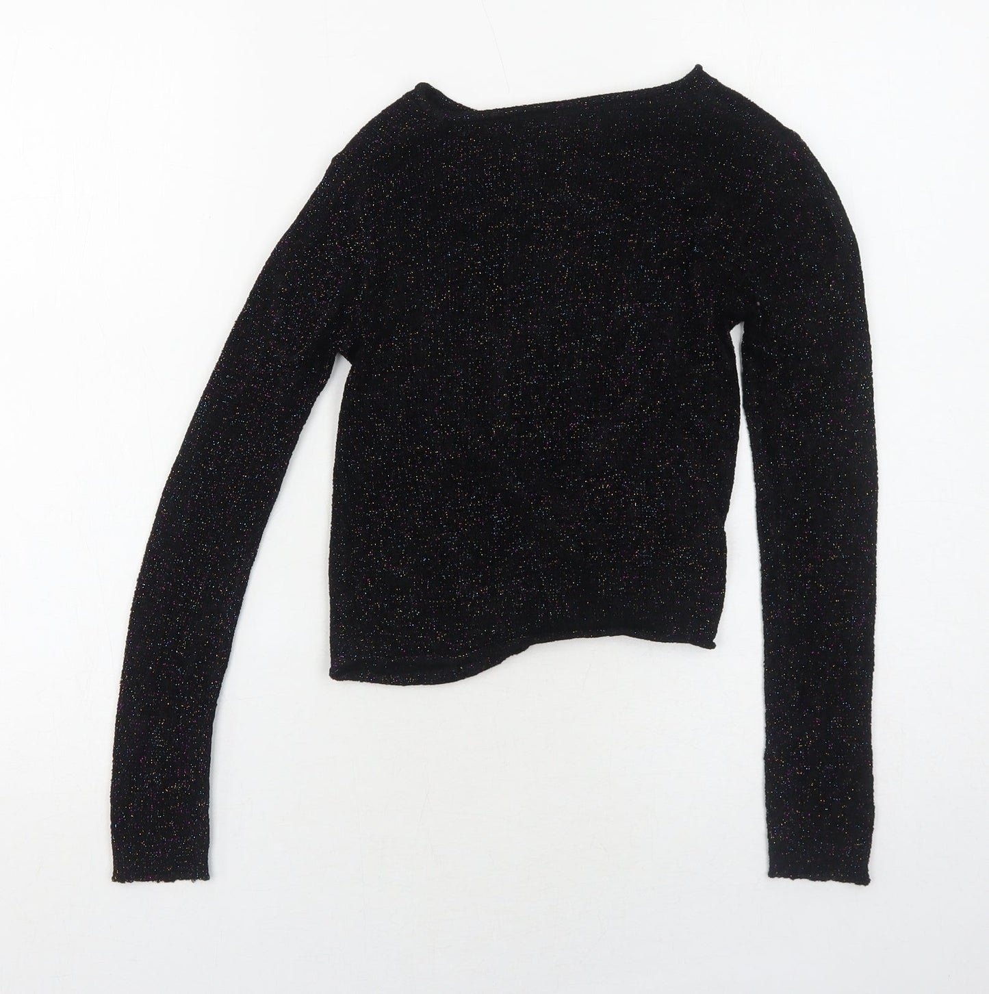 NEXT Girls Black Boat Neck Viscose Pullover Jumper Size 6 Years Pullover - Twist Detail