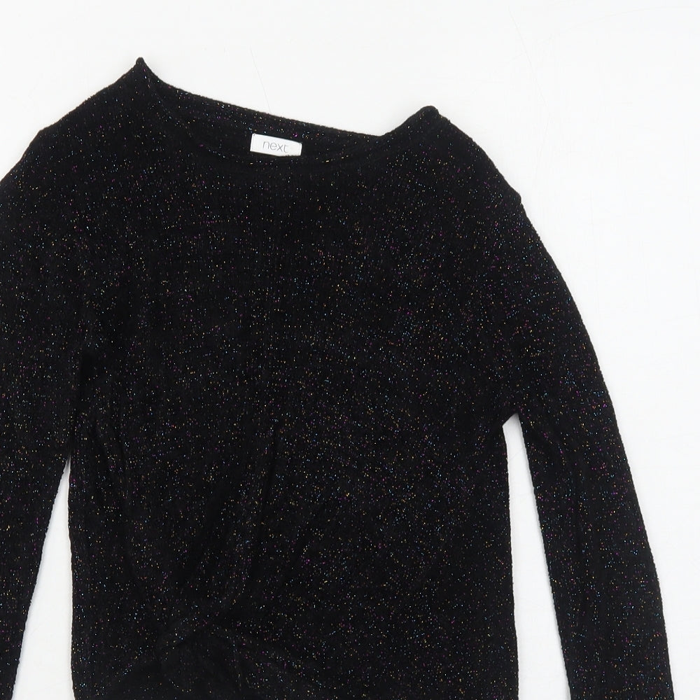 NEXT Girls Black Boat Neck Viscose Pullover Jumper Size 6 Years Pullover - Twist Detail