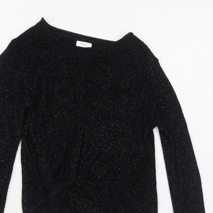 NEXT Girls Black Boat Neck Viscose Pullover Jumper Size 6 Years Pullover - Twist Detail