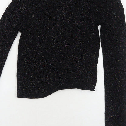 NEXT Girls Black Boat Neck Viscose Pullover Jumper Size 6 Years Pullover - Twist Detail