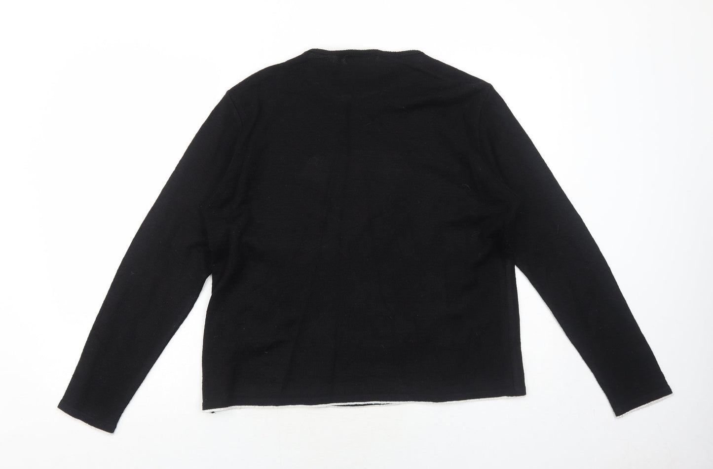 Merien Hall Womens Black Round Neck Argyle/Diamond Acrylic Pullover Jumper Size L