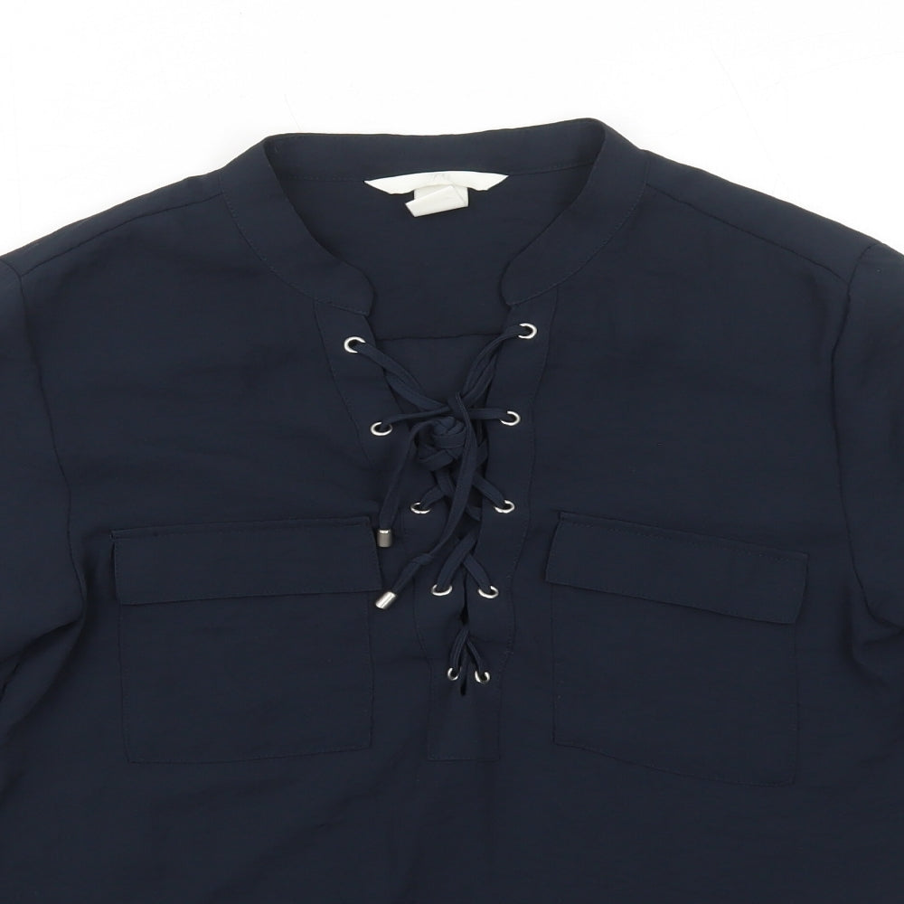 Womens UK Size 4 H&M Blue Basic Blouse