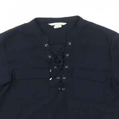 Womens UK Size 4 H&M Blue Basic Blouse
