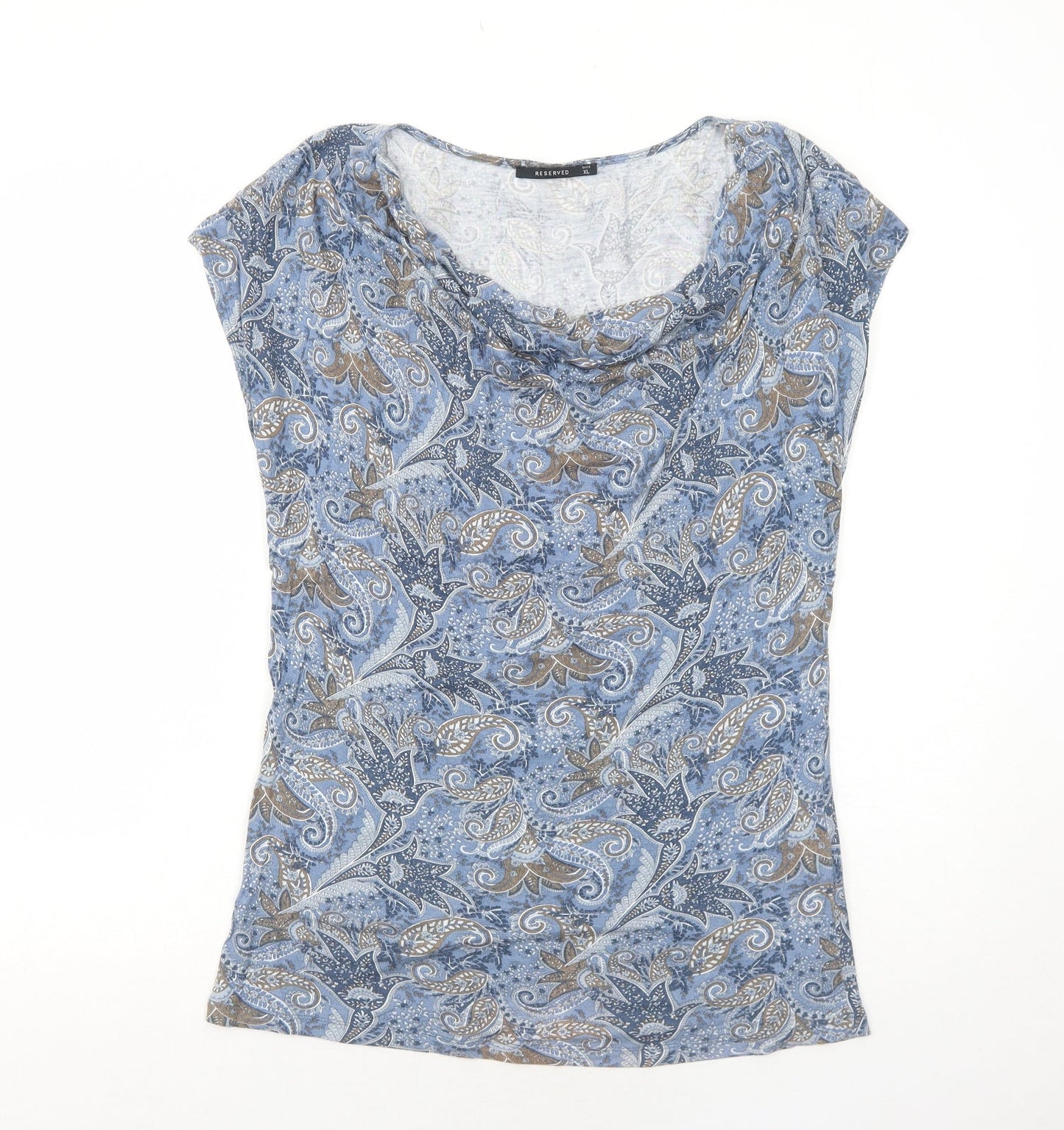 Womens UK Size XL RESERVED Blue Basic T-Shirt