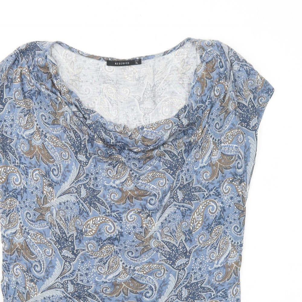 Womens UK Size XL RESERVED Blue Basic T-Shirt