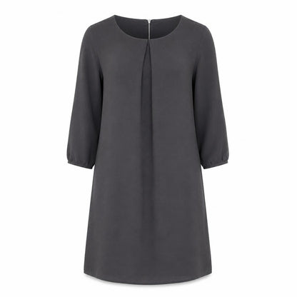 H&M Womens Grey Polyester A-Line Size 8 Round Neck Zip