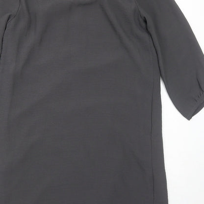 H&M Womens Grey Polyester A-Line Size 8 Round Neck Zip