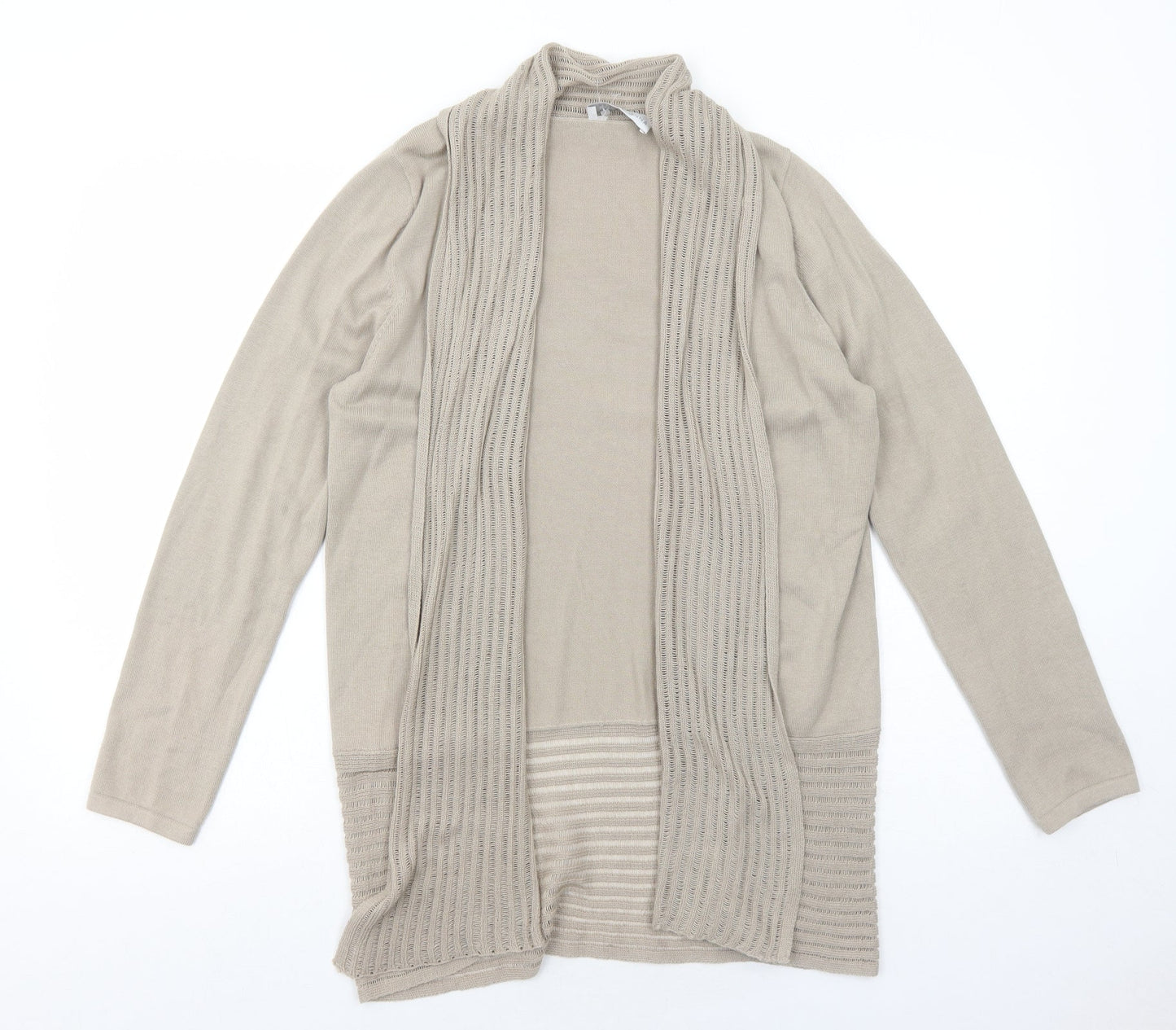 Viento Donna Womens Beige V-Neck Cotton Cardigan Jumper Size 8