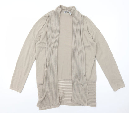 Viento Donna Womens Beige V-Neck Cotton Cardigan Jumper Size 8