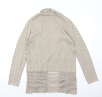 Viento Donna Womens Beige V-Neck Cotton Cardigan Jumper Size 8