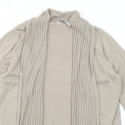 Viento Donna Womens Beige V-Neck Cotton Cardigan Jumper Size 8