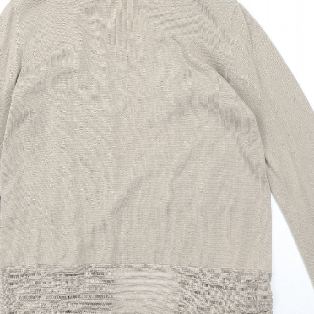 Viento Donna Womens Beige V-Neck Cotton Cardigan Jumper Size 8
