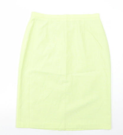 Premium Womens Green Viscose A-Line Skirt Size 16 Zip