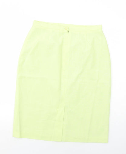 Premium Womens Green Viscose A-Line Skirt Size 16 Zip