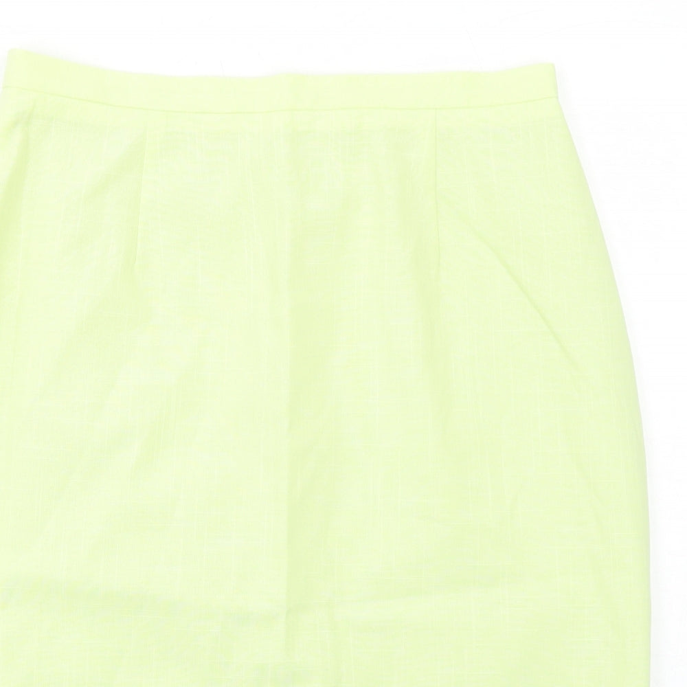Premium Womens Green Viscose A-Line Skirt Size 16 Zip