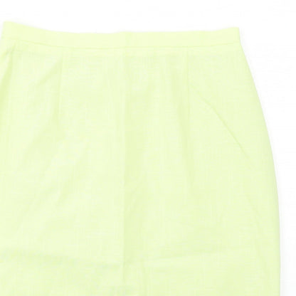 Premium Womens Green Viscose A-Line Skirt Size 16 Zip